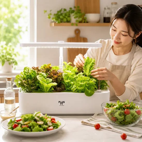 플랜티 식물재배기 12구 스마트 수경재배기 LED 홈가드닝 채소키우기