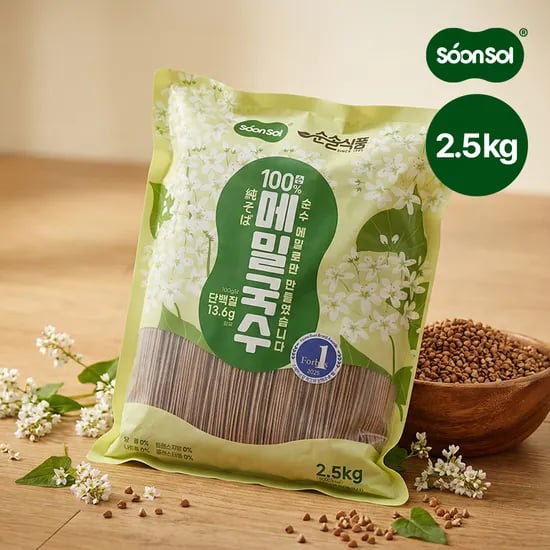 순솔 메밀면 메밀 국수 소바 모밀 냉모밀 100% 순메밀 2.5kg, 1개