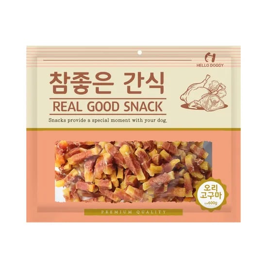헬로도기 강아지대용량간식 애견간식 (유통기한 26.11.14) 오리고구마, 600g, 1개