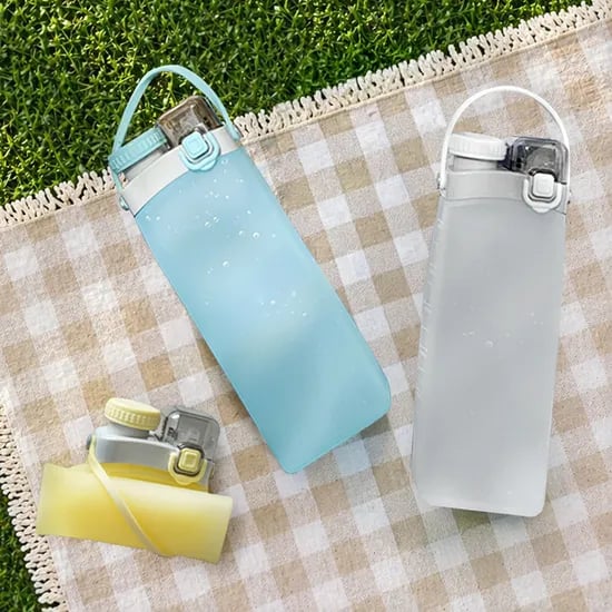 1+1 무디타 플래티넘 실리콘 물통 접이식 롤업 텀블러 물병 600ml 러닝 물통