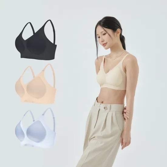 홀딧 브라 편한 여름 인견 심리스 노와이어 패드일체형 처진 가슴 들뜸없는 등살커버 브라탑