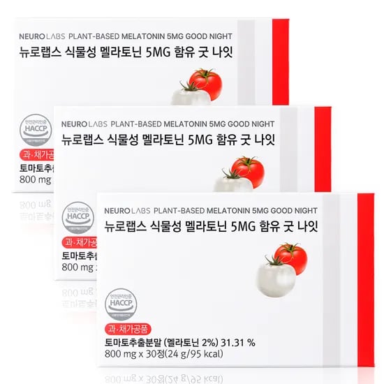 뉴로랩스 식물성 멜라토닌 5MG 함유 굿 나잇 30정, 3개