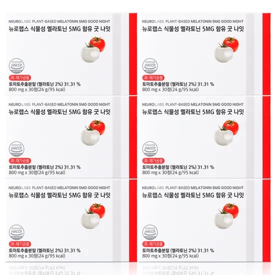 뉴로랩스 식물성 멜라토닌 5MG 함유 굿 나잇 30정, 6개