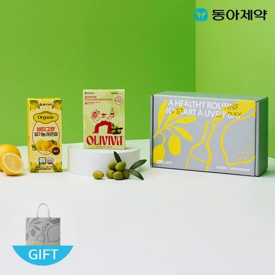 동아제약 올리비바 유기농 올리브오일 44포 + 레몬즙 42포 선물세트