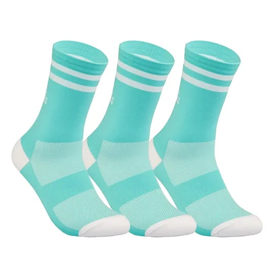 브로니스 클래식 스포츠 자전거 라이딩 사이클링 양말 3세트 더블 스트라이프 민트, S1 225-255mm