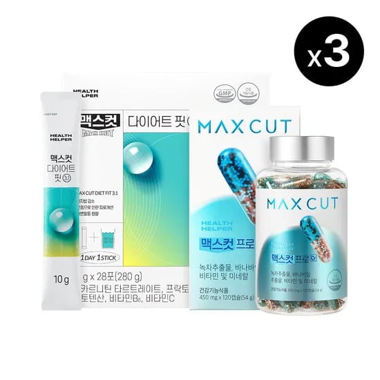 헬스헬퍼 맥스컷 에메랄드 다이어트 3SET  (크롬 120캡슐 3개+다이어트핏28포 3개)