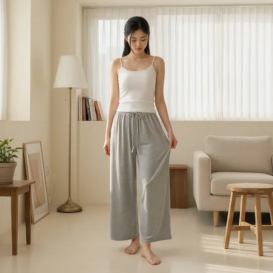 힙핑크 [빅사이즈] 올데이 이지 레이온 9부 와이드 팬츠