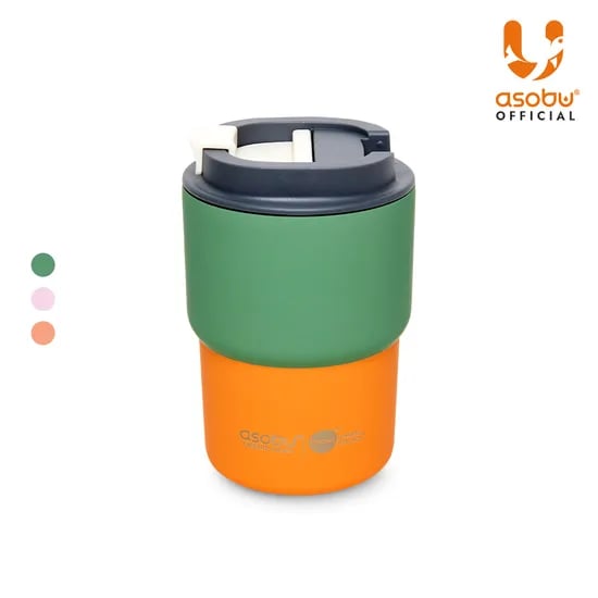아소부 스텐 보온보냉 세라믹 텀블러 퓨라믹 커피 익스프레스 파스텔 360ml, 파스텔그린