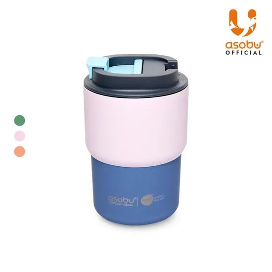 아소부 스텐 보온보냉 세라믹 텀블러 퓨라믹 커피 익스프레스 파스텔 360ml, 파스텔핑크