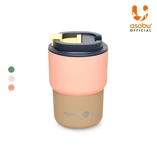 아소부 스텐 보온보냉 세라믹 텀블러 퓨라믹 커피 익스프레스 파스텔 360ml, 파스텔피치