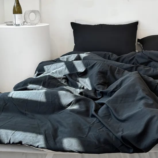 부드러운 디어마이 리버서블 워싱 옥수수솜 무봉제 차렵이불 세트 펭귄 블랙, Q베이직세트(이불+베개커버)