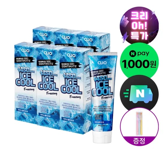 크리오 덴티메이트 1450 고불소 아이스쿨 쿨링 치약 120g 3+3개