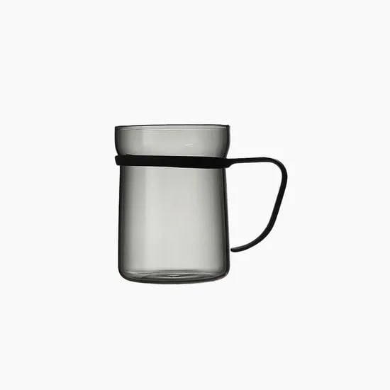 에지리 핏핸드 내열유리 머그컵 (스텐핸들) 440ml, 1개, 그레이