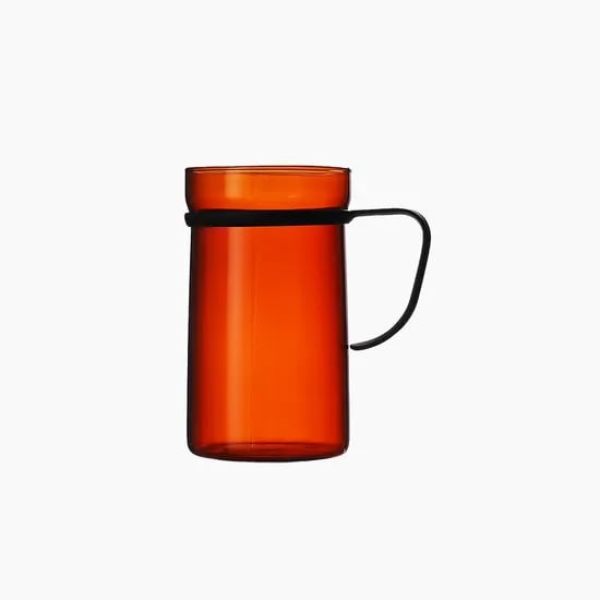 에지리 핏핸드 내열유리 머그컵 (스텐핸들) 550ml, 1개, 엠버