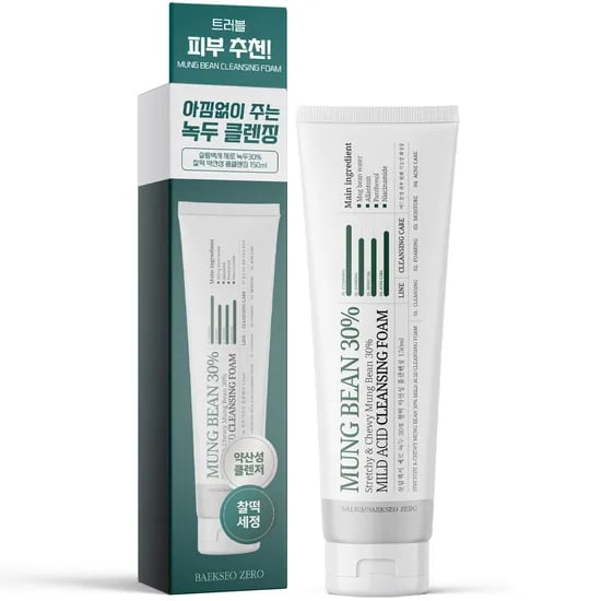 살림백서 제로 녹두30% 찰떡 약산성 폼클렌징 150ml 세안제 저자극 클렌싱 지성 민감성