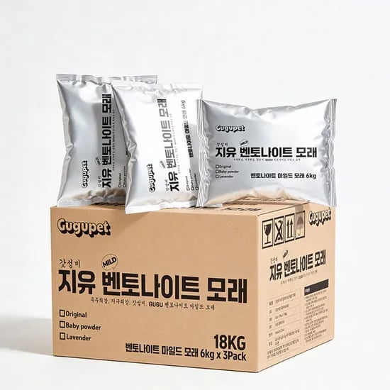 구구펫 집사 먼지없는 마일드 벤토나이트 고양이 화장실 탈취 모래 18kg 무향