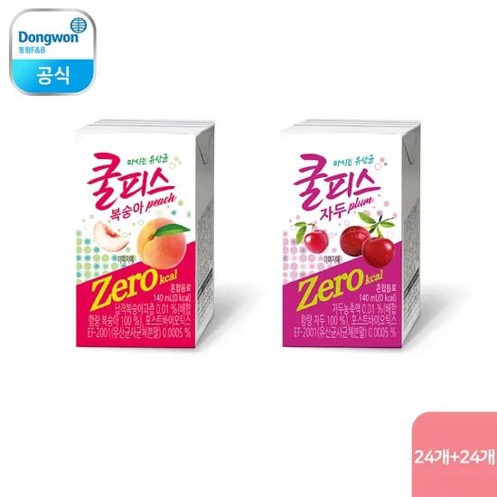 동원 쿨피스 제로 140mL 복숭아 / 자두 (총 48개)