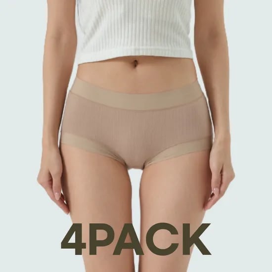 면팬티 모노 코튼 골지 팬티 4PACK 편한 여성 순면 스판 데일리 심리스 속옷