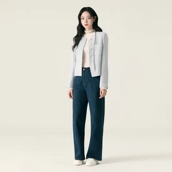 로엠 벨로아 기모 와이드 데님 팬츠 RMTJG11G11