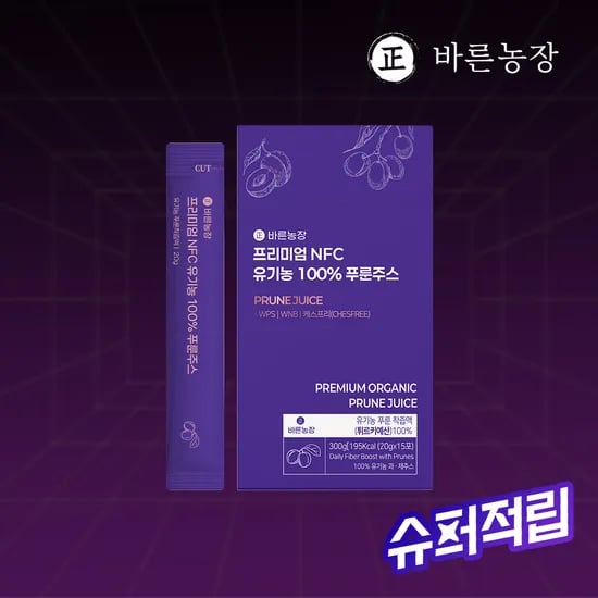 바른농장 유기농 NFC 푸룬주스 15포, 1개