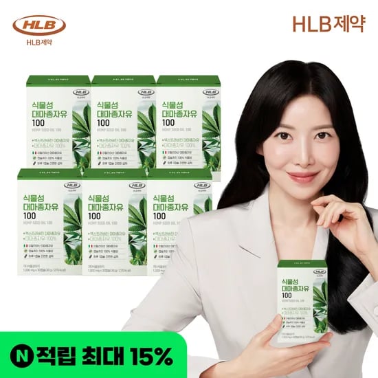 대마씨유 오일 냉압착 HLB제약 식물성 대마종자유 100 엑스트라버진 30캡슐, 6개
