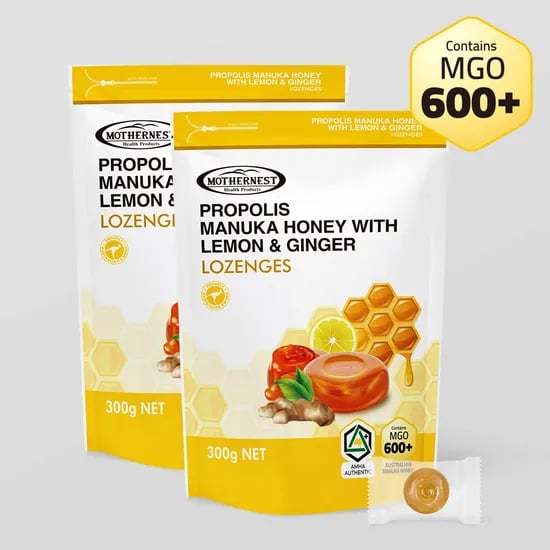 마더네스트 호주산 프로폴리스 마누카허니 레몬진저 캔디 (MGO600+) 300g, 2개
