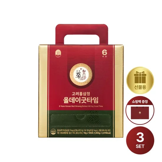 PNBG풍년보감 고려홍삼정 진액 올데이굿타임 스틱 멀티비타민 홍삼선물세트 100포, 3개