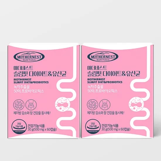 마더네스트 슬림핏 다이어트&유산균 체지방감소 장건강 녹차추출물 카테킨 60캡슐, 2개