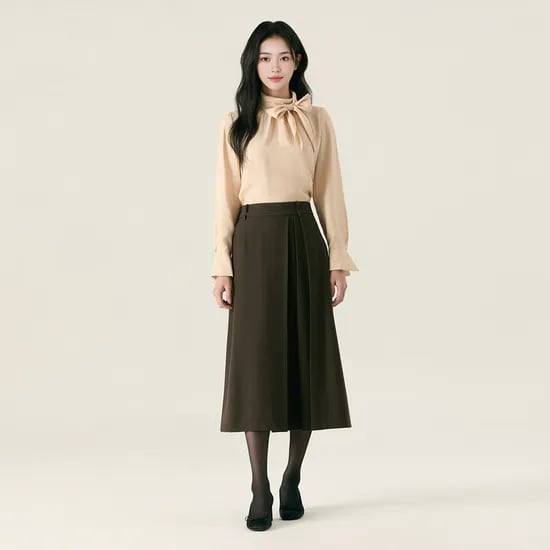 로엠 플리츠 랩 밴딩 스커트 RMWHG11RT2