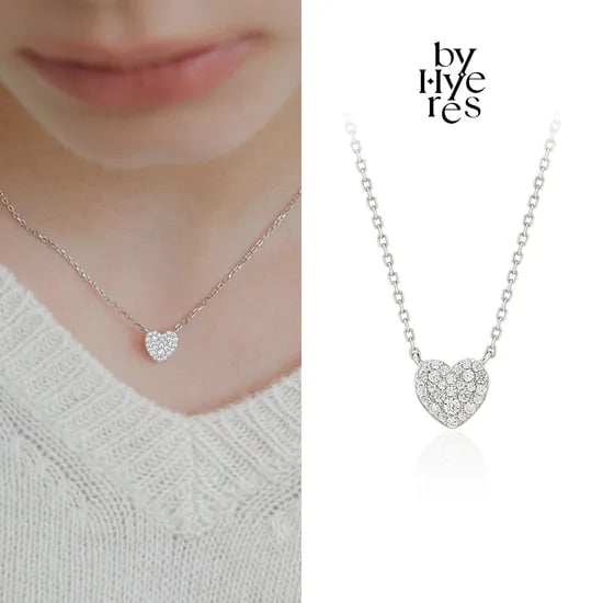 [925 silver] 하트 페이드 파베 목걸이 (화이트) BH7N5B813W9450