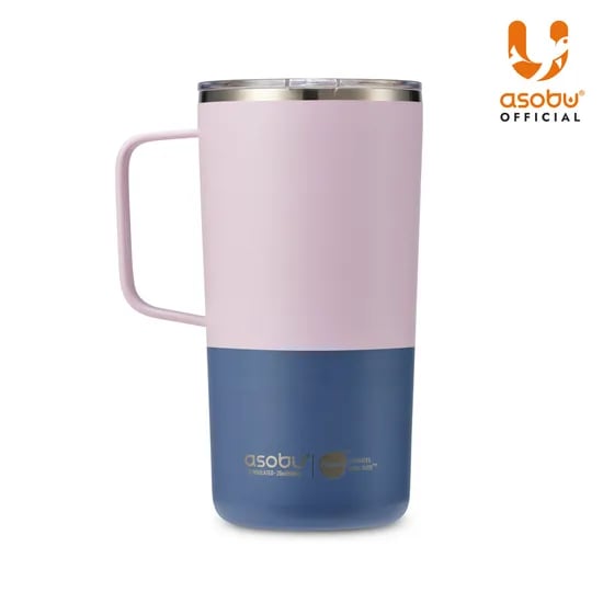 아소부 세라믹코팅 스텐 보온보냉 퓨라믹 타워 머그컵 600ml, 파스텔핑크