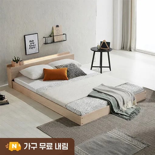 장인가구 블리스 LED조명 낮은 저상형 침대 프레임 SS
