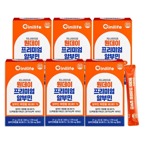 지니라이프 원데이 프리미엄 마시는 알부민 30포, 6개
