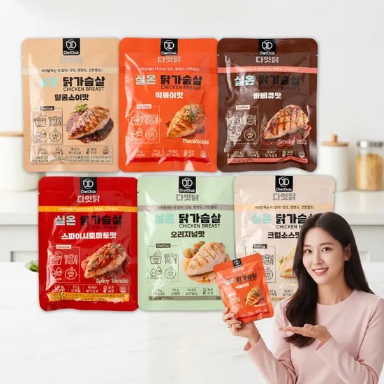 다잇닭 실온 닭가슴살 6종 혼합, 120g, 60개