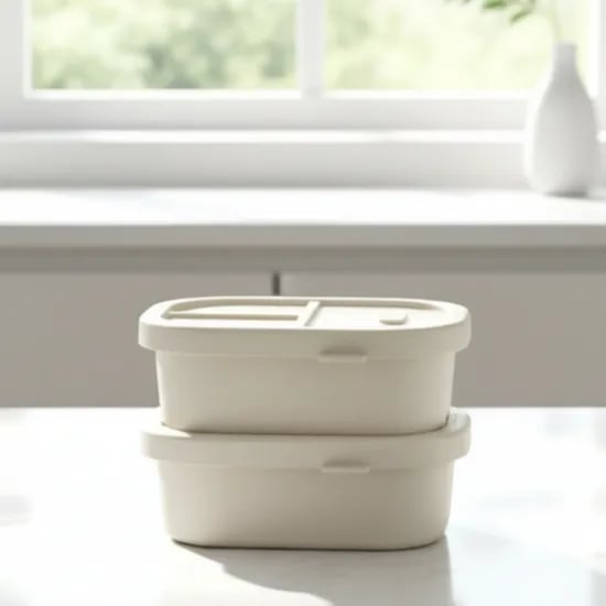 디아르 국내산 플래티넘 실리콘 도시락통 세트 650ml, 아이보리