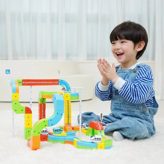아오라 레일블럭 전동 기차 장난감 놀이 큐브 베이직세트 48pcs