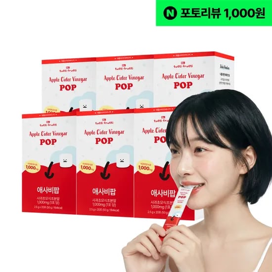 뚜띠프루티 애사비 씹어먹는 애플사이다비니거 알약 캔디 스틱 20포, 6개