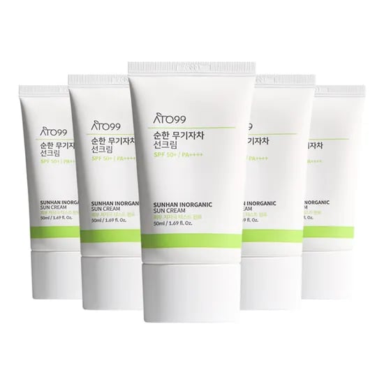 아토99 순한 무기자차 선크림 눈시림자극 백탁없는 톤업 썬크림 SPF50 50ml, 5개