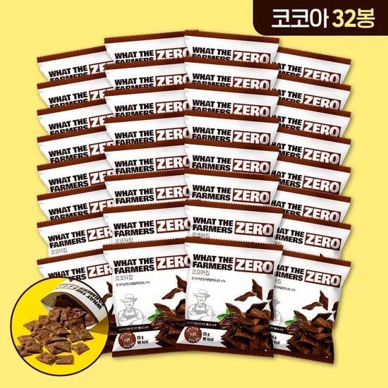 왓더파머스 제로 당류 ZERO 건강간식 저당간식 기름없이 달콤하게 구운 코코아칩, 25g, 32개