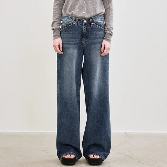wide-fit denim pants (blue)
