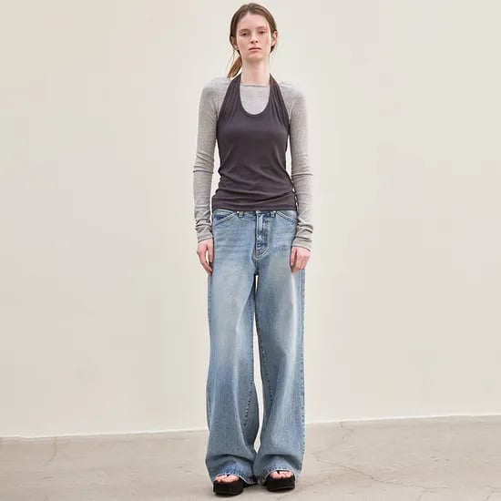 wide-fit denim pants (sky blue)