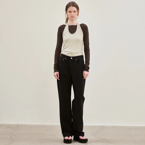 straight-fit denim pants (black)