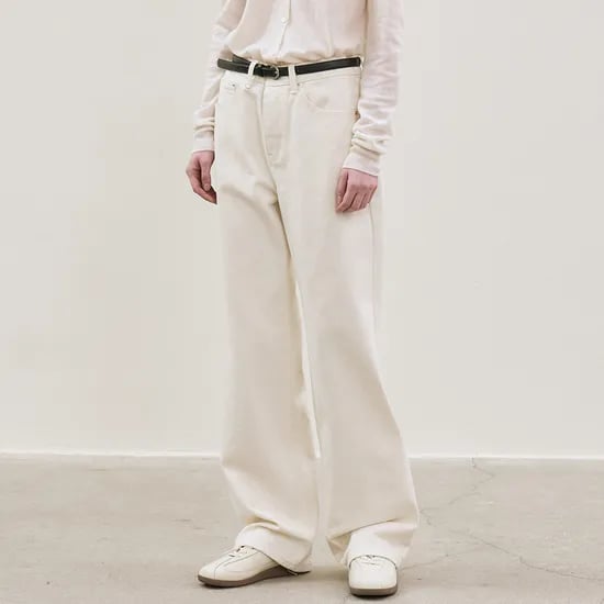straight-fit denim pants (ivory)