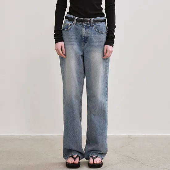 straight-fit denim pants (sky blue)