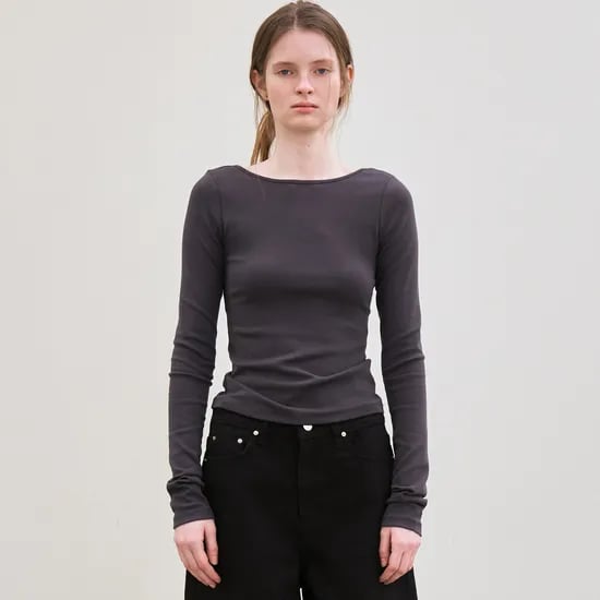 back scoop neck long sleeves (charcoal)