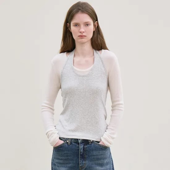 ribbed halter top (melange gray)
