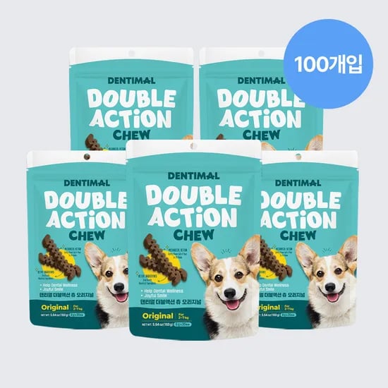 덴티멀 강아지 저알러지 덴탈껌 더블액션 츄 오리지널 치석제거, 160g, 5개