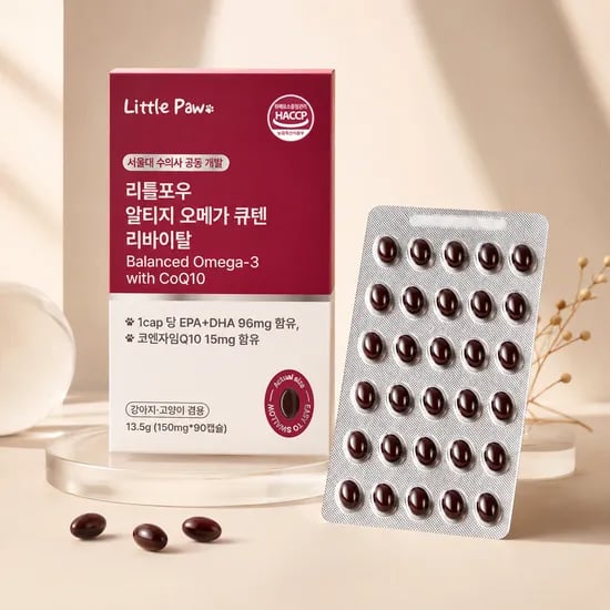 리틀포우 강아지 심장영양제 알티지 오메가 코큐텐 코엔자임 Q10 150mg 90ea