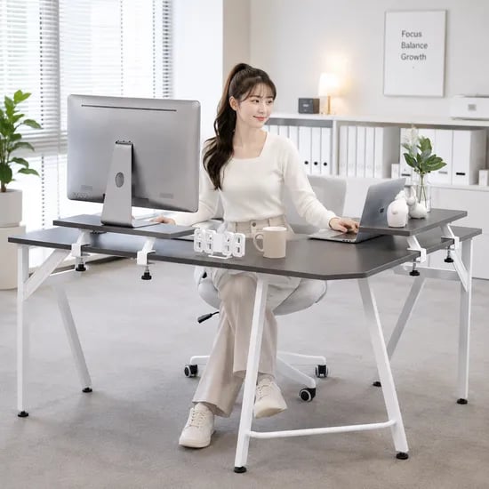 라베스토 1인용 컴퓨터 코너 ㄱ자 사무용 책상 멀티데스크R 1500