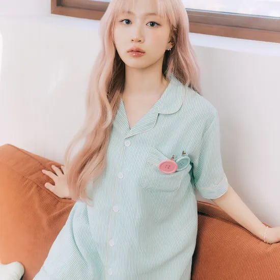 코튼라이크 민티 반팔 카라 커플 잠옷 세트 여름 홈웨어